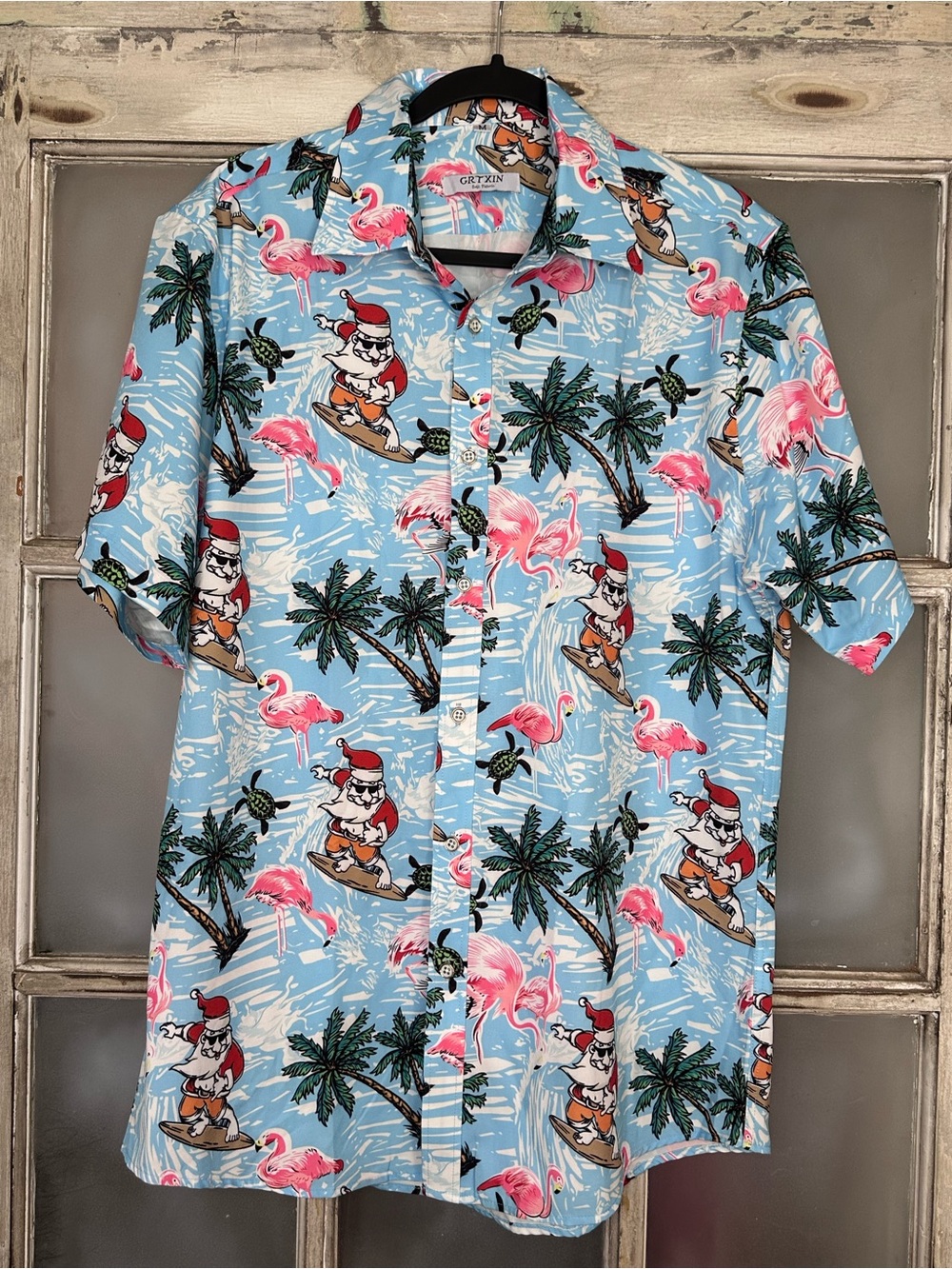 GRTXIN Hawaiian Christmas Shirt Men’s Size M Holiday Festive